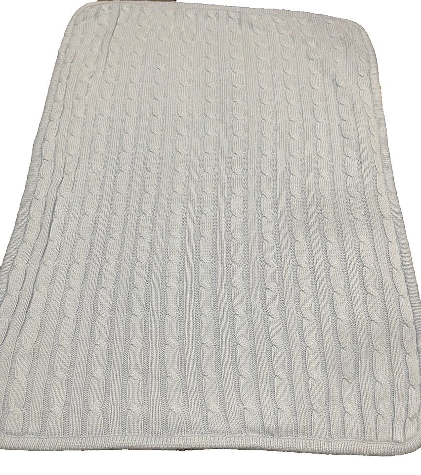 Manta tejida con cable azul Effe Bebe Magnolia blanca Sherpa bebé 27,5x39 Foto 2 de 4