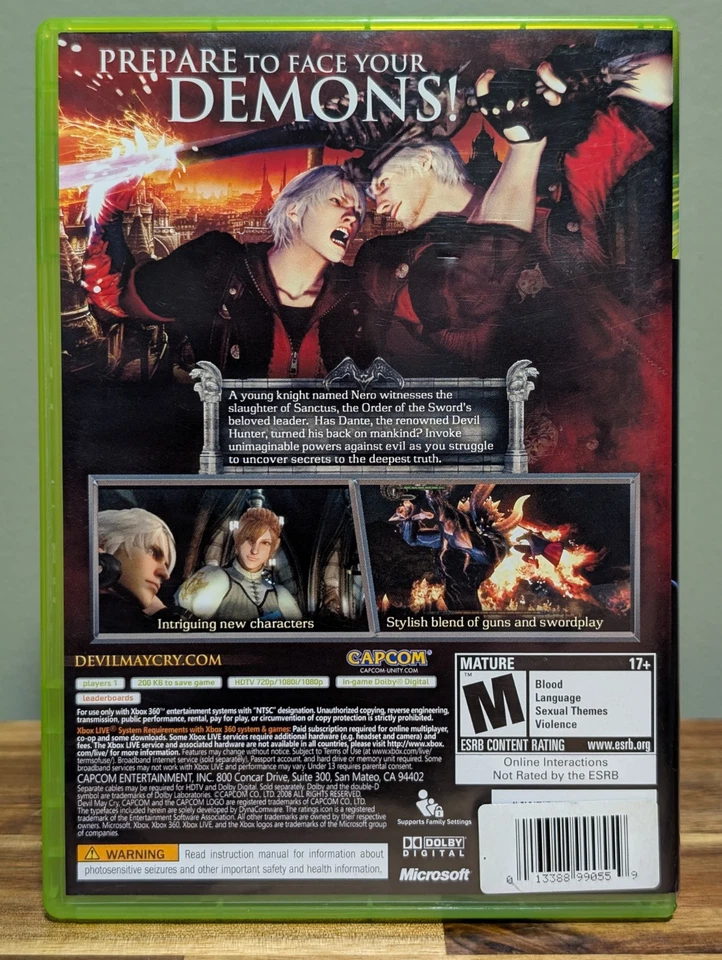 Devil May Cry 4 (Microsoft Xbox 360, 2008) No Manual - Tested - Near Mint Disc - Image 2 of 4