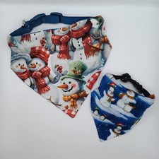 Christmas 1 Snowmen Reversible Over the Collar Dog Bandanas Small Large