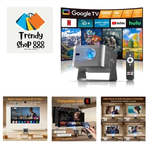 Google TV & 4K Appui Mini Projecteur avec 180-Degree Projection flexible