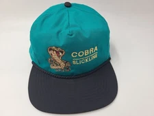 Vintage Cobra Slickline Zip Strapback Adjustable (Fits Small) Hat Cap Blue Black