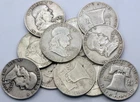 (1) Franklin Half Dollar 90% Silver Coin, 1/2 Dollar , average circulated, .50