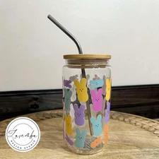 Marshmallow Peeps Libbey Cup, Easter Beer Can Glass, Bunny, Pastel, Spring