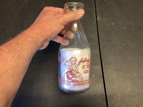Vintage Westerfields Superior Milk Glass Bottle One Quart  Batesville Indiana
