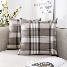 CARRIE HOME Brown 20" x (Pack of 2), Farmhouse Plaid 