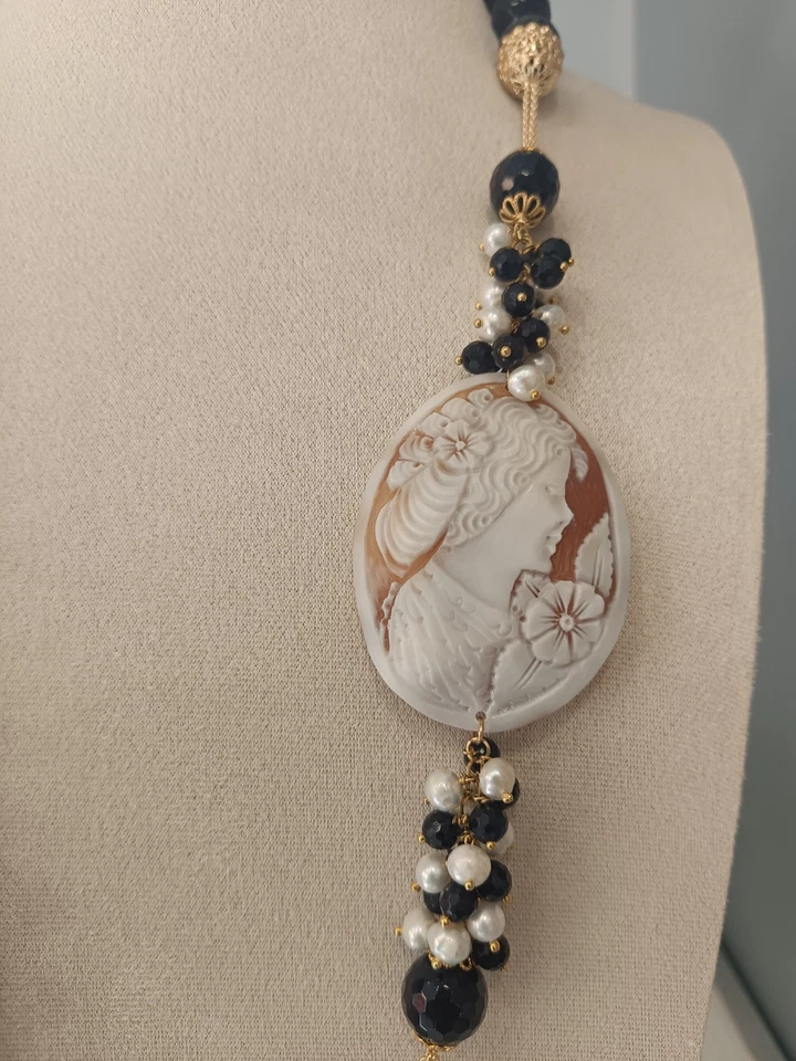 Collana artigianale Onice nera Cammeo originale - Immagine 3 di 4