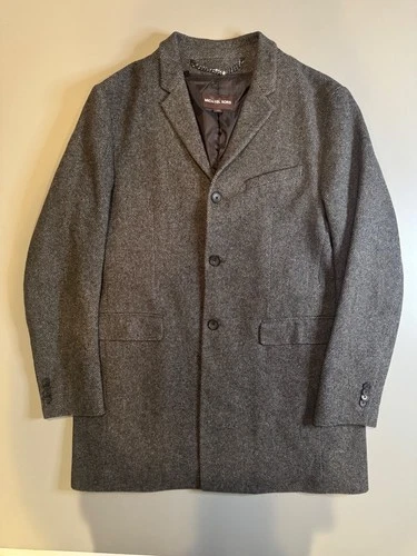 Michael Kors Charcoal Melange Wool Blend Overcoat, Large - product listing photo