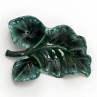 Vintage LARGE 14" Hull Pottery Green Drip Divided Leaf Serving Dish Oven Proof