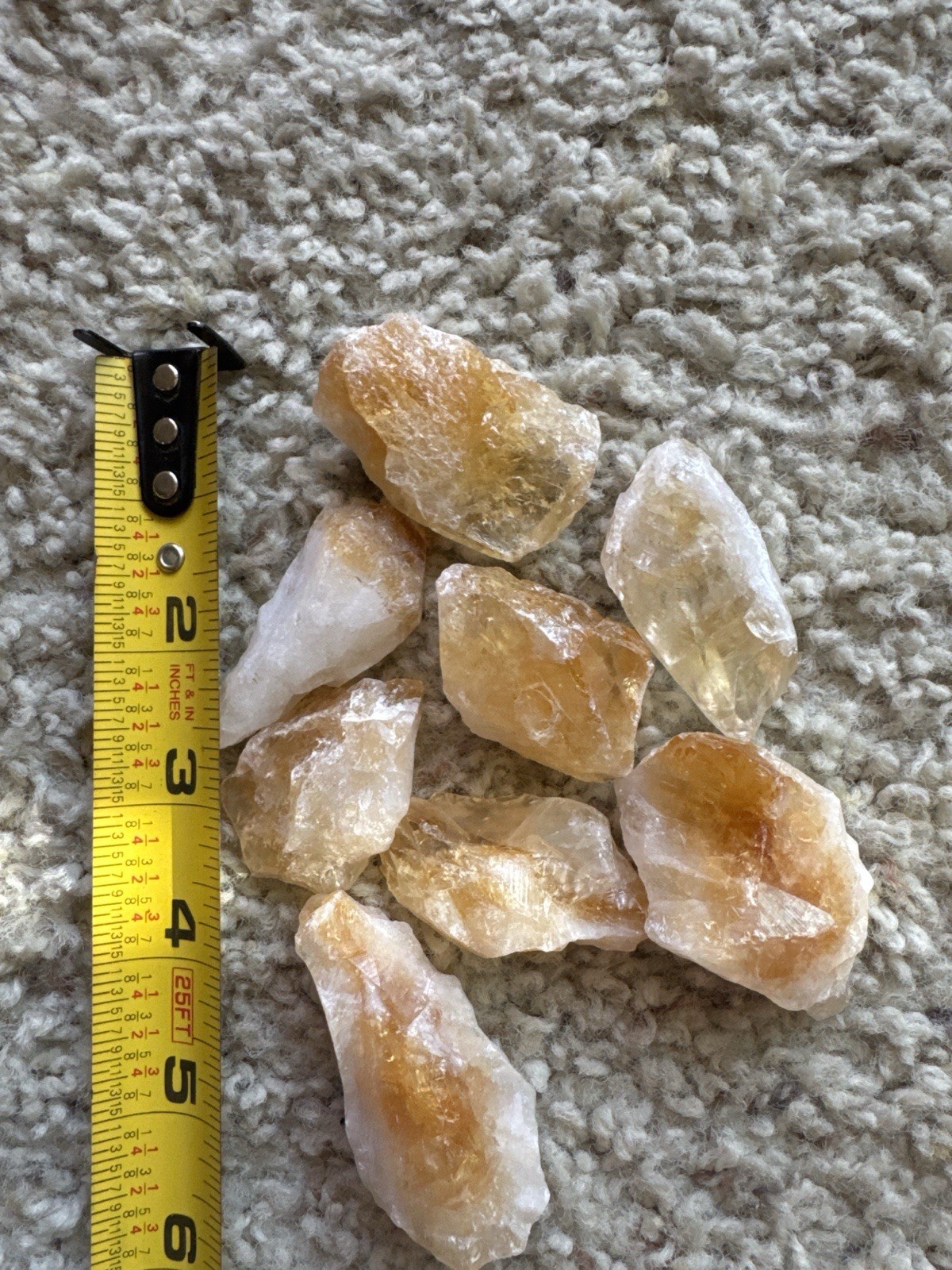 Lot of 8 Raw Citrine Crystals – Natural Golden Quartz Points