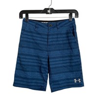Under Armour Swim Trunks Board Shorts Swimwear Boys 8 Blue Bemuda Stretch Stripe