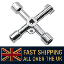 4 Way Utility Key Plumbing Radiator Bleed Gas Electric Meter Stop Cock Tap Metal
