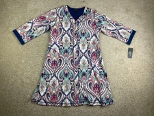 Miss Elaine Robe Womens Small Relax Interlock Knit Short Multicolor Medallion