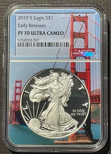 2019-S $1 SILVER AMERICAN EAGLE GG Bridge NGC PF70 Early Releases : 07459