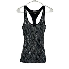 Wet Seal Sequin Zebra Racerback Tank Top XS Y2K Party Club