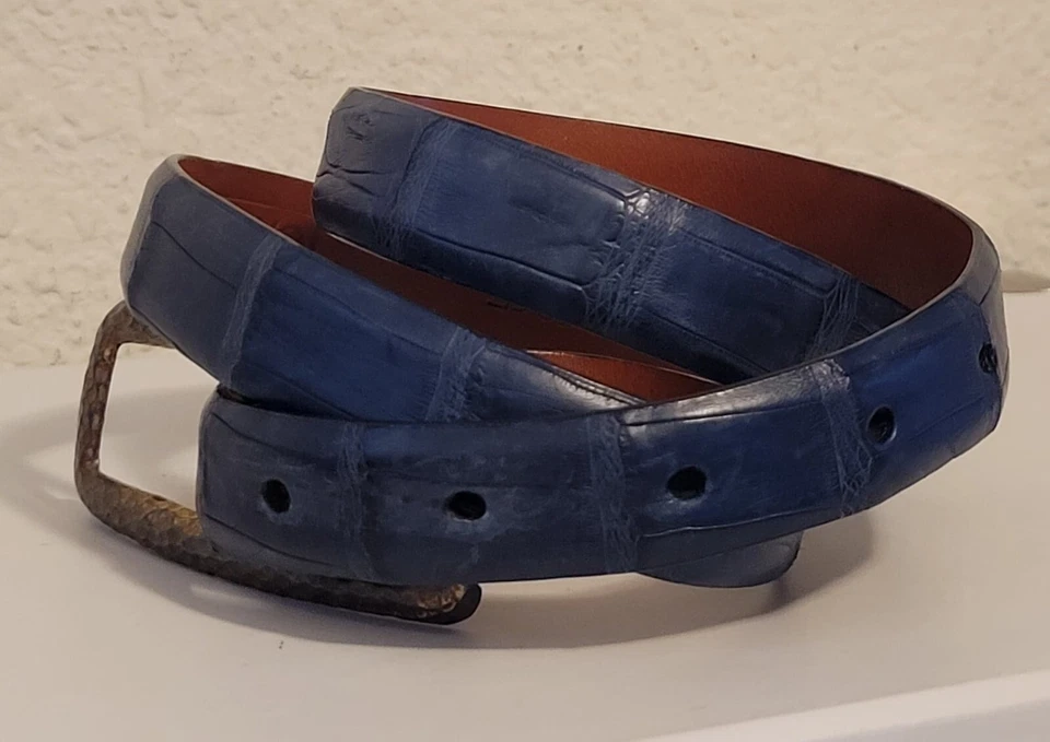 Cinto de crocodilo Carlisle Caiman genuíno 16065 feito na Itália tamanho 32 - Imagem 4 de 4