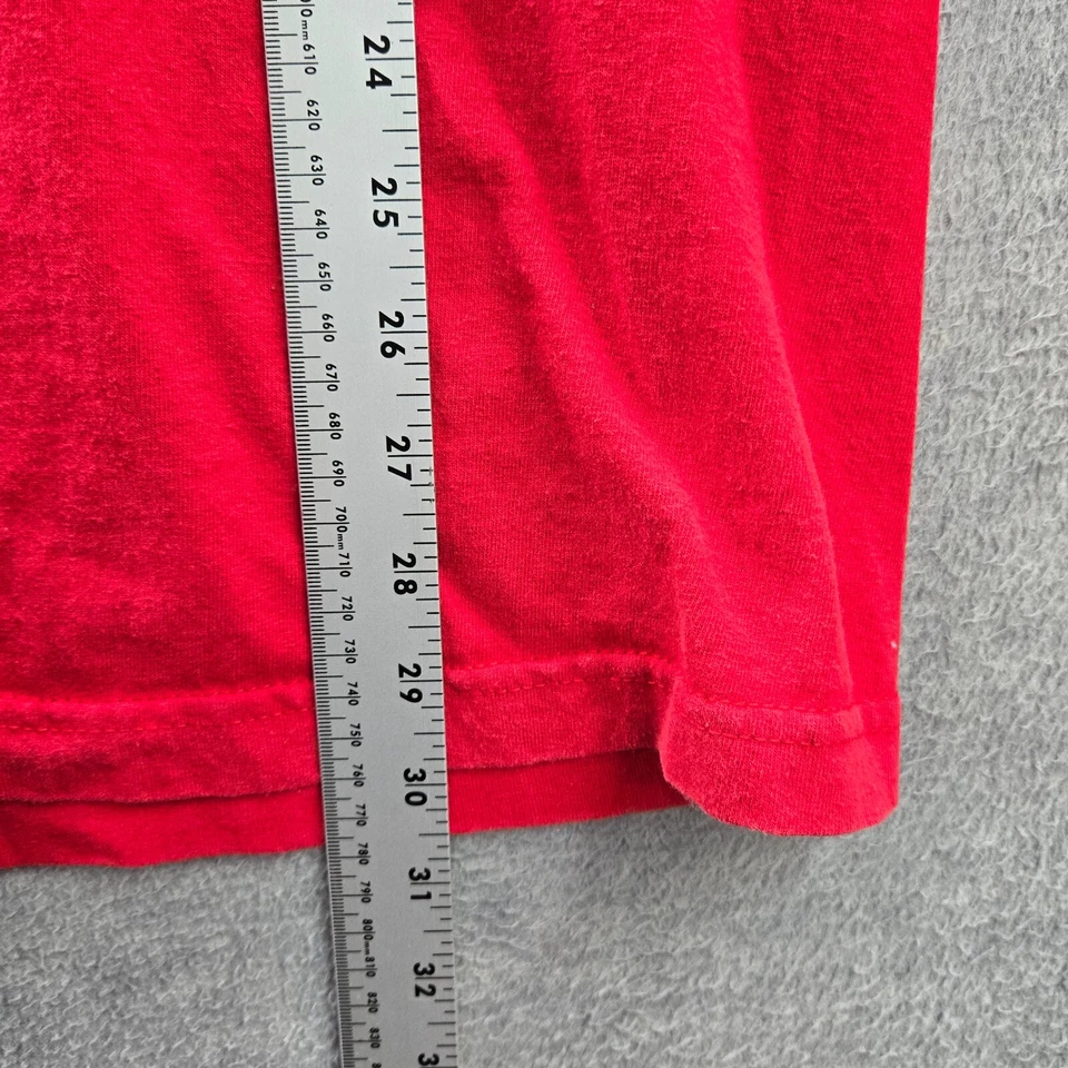 Camisa azul ancla para hombre 2XL texto rojo algodón texto decir debe ser tan alta Y2K Foto 2 de 4