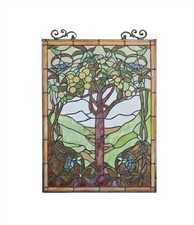 Stained Glass Window Panel Handcrafted Tree of Life Art Glass ONE AT THIS PRICE