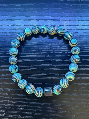 Deep Blue Malachite Bracelet Stretch One Size Fits Most