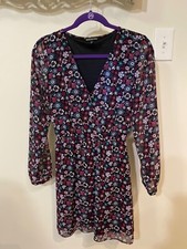 Express long sleeve dress, size xs, purple floral print, mid length