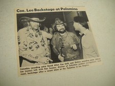 DAVID ALLAN COE & JOHNNY LEE backstage Palomino LA 1980 music biz promo pic/text