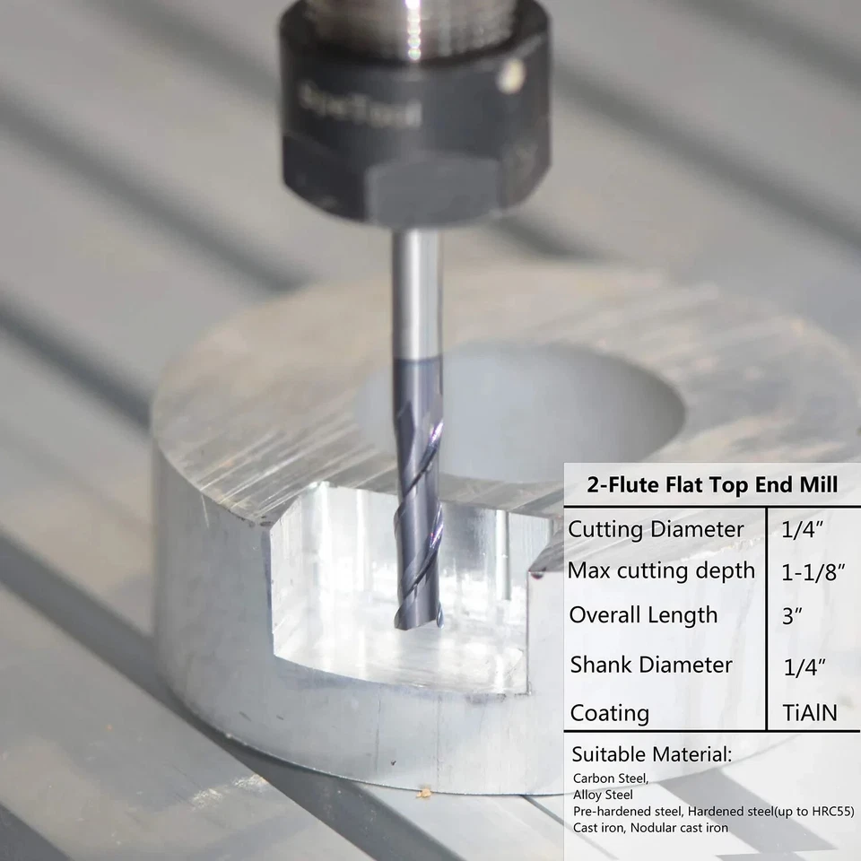 SpeTool M02004 CNC SC Spiral for Steel, Stainless Steel Metal with TiAlN 1/4" - Image 4 of 4