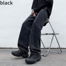 Mens Jeans Vintage Style Denim Pants Straight Loose Trousers Party Club Casual
