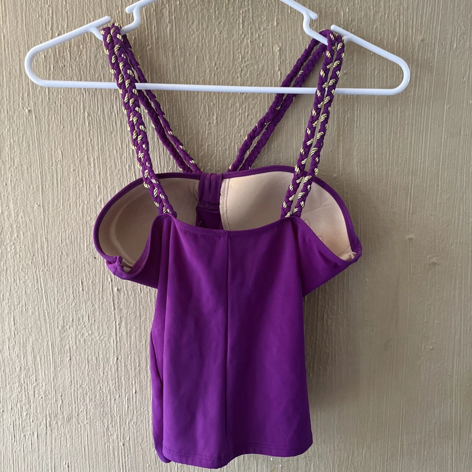 Traje de baño tankini Shape fx SWIM talla 10 púrpura top tankini cuerda dorada Foto 4 de 4