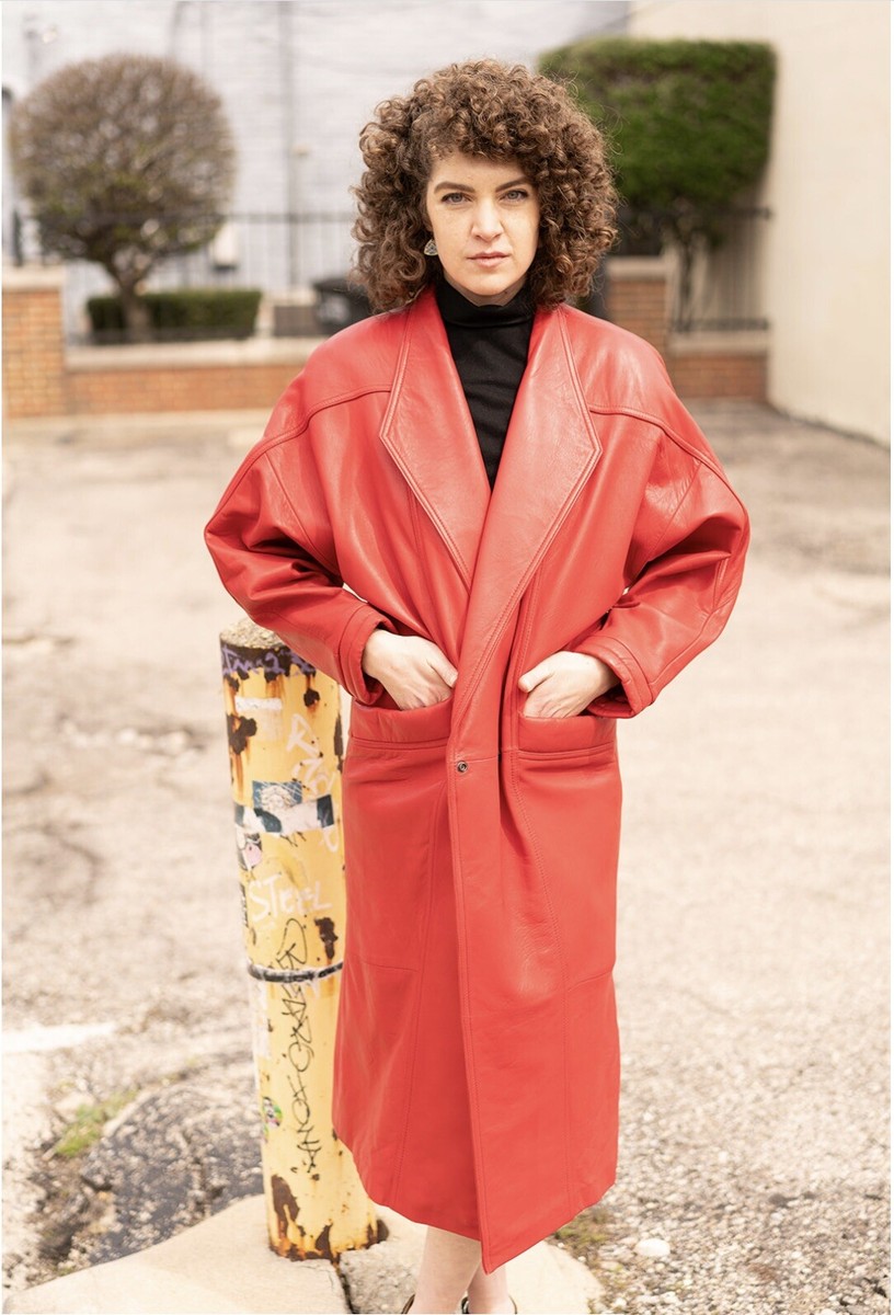 ジャケット・アウター mame Red Long Coat 80's Cherry Red Leather Limited Trench Style Coat, M/L | eBay