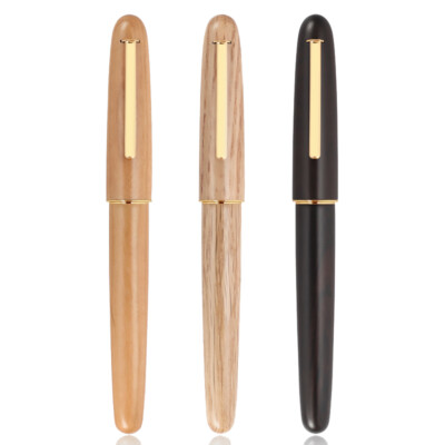 Jinhao 9036 Natural Wood Fountain Pen Handmade Iridium EF/F/M/Bent Nib Gift Pen
