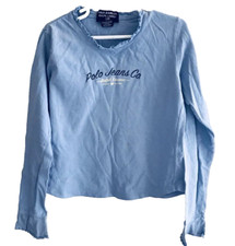 Polo Jeans Ralph Lauren Kids Girls T-Shirt Top Medium M Blue Long Sleeve Cotton