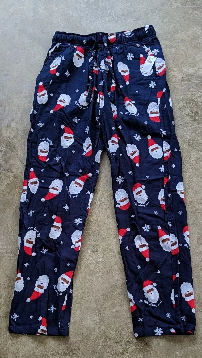 New Christmas Old Navy Men Pajama PJs African American Santa Bottoms Small