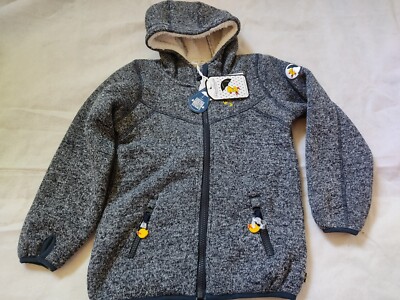 Schmuddelwedda knit fleece jacket girls blouson blue melange size 116 new st1022