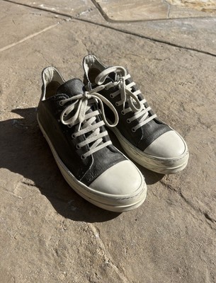 Rick Owens DRKSHDW Waxed Canvas Low Top Ramones - Size 42 | eBay