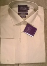 EXTRA TALL Richard Jones IVORY regular plain collar shirt Wedding evening wear