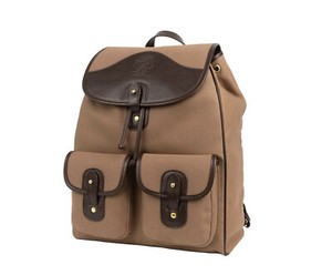 khaki leather backpack