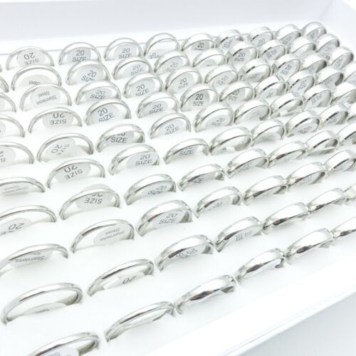Großhandel 100stk. Silber Herren Damen Edelstahl Schmuck Ringe 2/4/6/8mm - Bild 6 von 14