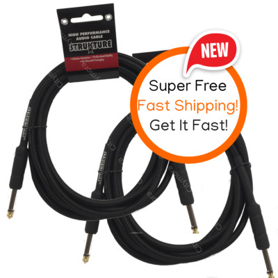 2 PACK Black 10ft Strukture SC10W Woven Instrument Cable 1/4'' to 1/4'' - NEW
