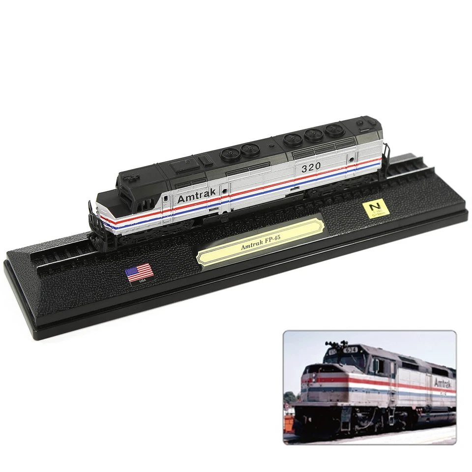N Scale Model Railroad Static Plastic Locomotives with Base and Display Case - Image 4 of 4
