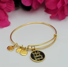 ALEX AND ANI Inhale Exhale Repeat Charm Bracelet Gold Vermeil Expandable 7"