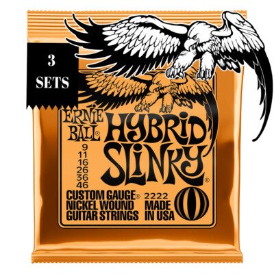 Ernie Ball 3-pk Hybrid Slinky Electric Guitar Strings Cuerdas de Guitarra