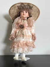 NEW HAND-PAINTED PORCELAIN DOLL IN FANCY DRESS