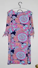 NWT Trina Turk Women's Multicolor Mod Floral Tie Sleeve Jersey Dress size XL