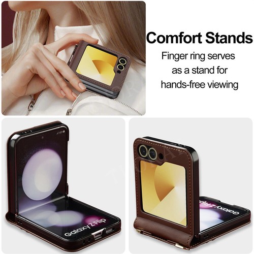 For Samsung Z FLIP 6 FLIP 5 4 3 Leather Wallet Filp Phone Case Stand Cover - Bild 78 von 84