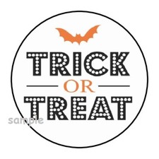 30 TRICK OR TREAT HALLOWEEN ENVELOPE SEALS LABELS STICKERS 1.5" ROUND FAVORS