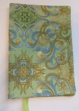 Fabric Standard Paperback Book Cover  Fabric Paisley Green Blue Gray