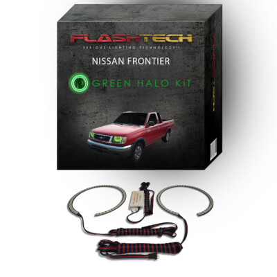 Green Angel Eye LED Headlight Halo kit for 1998-2000 Nissan Frontier Headlights