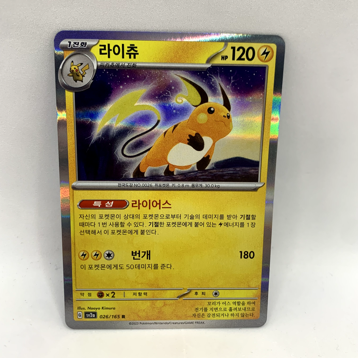 ポケモンカードゲーム ru_ Pokemon TCG - Raichu 026/165 Holo Rare - Pokemon 151 Korean - NM