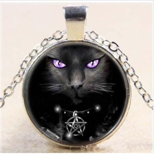 WICCA BLACK CAT EYES PENTAGRAM  charm pendant 20
