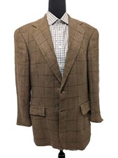 Polo Ralph Lauren Blazer Sportcoat 40R Army Green Windowpane Linen USA Made Vtg
