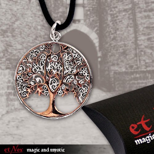 etNOX PENDANT "TREE OF LIFE" BRONZE PARTIALLY SILVER PLATED LARGE HIGH GLOSS BRAND JEWELLERY - Picture 1 of 1